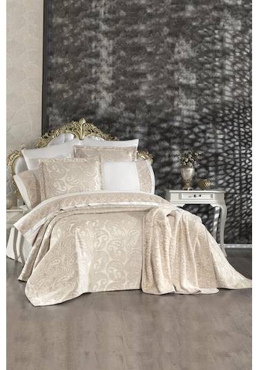 Çeyiz Diyarı Şal 10 Parça Battaniyeli Çeyiz Seti Bej Bej