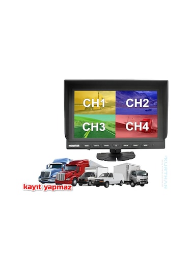 7 İnç Hybrid Monitör 4 Kanallı - Kamerasız Kayıt Yapmaz 12-24...