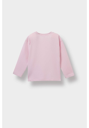 Defacto Kız Bebek Bisiklet Yaka Uzun Kollu Tişört E8355a525aupn648 Pembe
