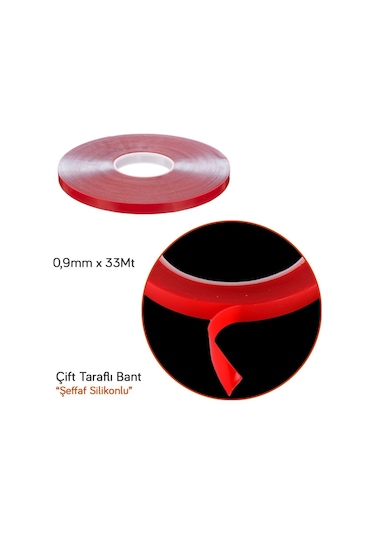 Nyf 0,9 Mm X 33 Mt Çift Taraflı Silikonlu Bant Şeffaf