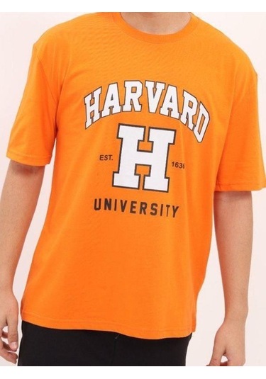 Çocuk Harvard Baskılı Tshirt-14612 Turuncu