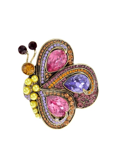 Sarı Blucome Yeni Kelebek Broş Kadınlar Için Vintage Inci Renkli Rhinestone Sevimli Böcek Düğün Rahat Broş Pins Takı Sarı