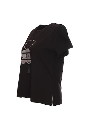 Ysatis Minimalist Oversize Kadın Bluz - Kısa Kol Yuvarlak Yaka Siyah