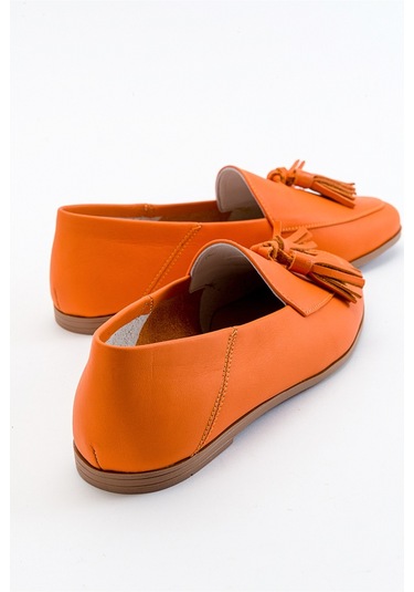 Luvishoes F04 Turuncu Cilt Hakiki Deri Ayakkabı Turuncu