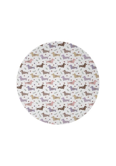 Dachshund Desenli Yuvarlak Polar Battaniye, Yumuşak & Hafif, 60 İnç-a6 Dachshund Floral White