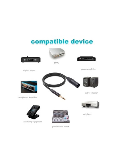 Besthome1 Profesyonel 6.35mm Trs Erkek - Xlr Dişi Mikrofon Kablosu, 1m, Çift Ekranlı, Fantezi Güç Desteği