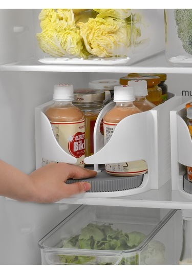 Yifomall Beyaz Gri Dondurucu Depolama Kutusu - 7cm'yi Geçmeyen Şişeler İçin Döner Tasarım, Çeşitli Mutfak Malzemelerini Düzenle, Konforlu Erişim Diğer