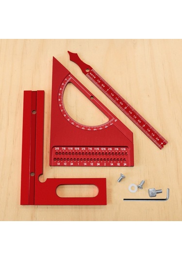 Xindoker Alüminyum Ahşapçı Açı Çizici - 3d Ayarlanabilir 0-180 Derece Hızlı İşaretleme, İngiliz Ölçü, Mavi