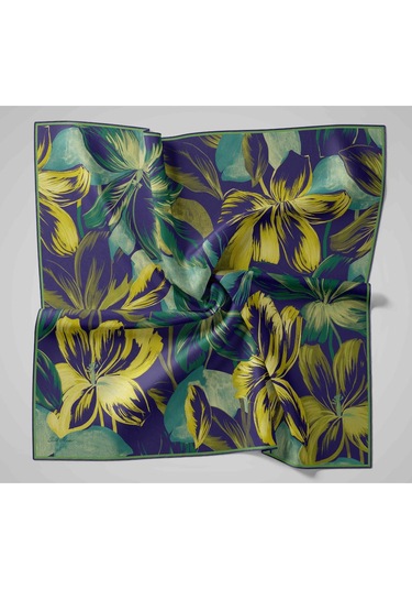 Silk Home Twill İpek Eşarp 11480-81 Morcivert, Butter Yellow, Asit