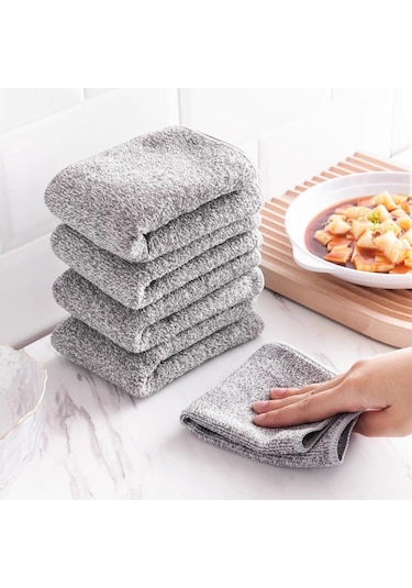 Geeroyoo Bambu Kömürlü Ultra Emici Mutfak Temizlik Bezi - 10 Adet, Yağ Lekeleri İçin Mükemmel