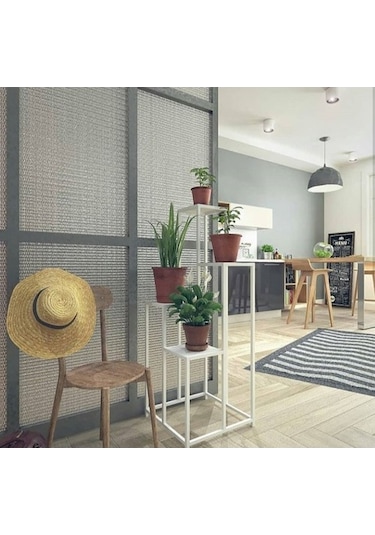 Çiçeklik Zlf Dekoratif Kule Model Metal Transmisyon Çelik Beyaz S