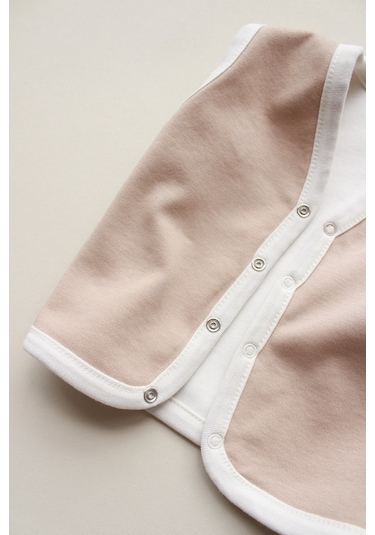 Limon Nakışlı Çift Taraflı Yelek Krem