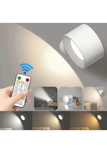 Usb Şarjlı Led Duvar Lambası, Dokunmatik Ve Uzaktan Kumandalı, 3 Renk 3 Parlaklık, Manyetik Taşınabilir Gece Lambası Beyaz Beyaz