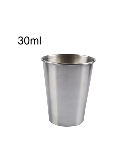 Cbtx 30ml Tek Duvar Elektropolisajlı Paslanmaz Çelik Kısa Şarap Bardağı Gümüş 30ml