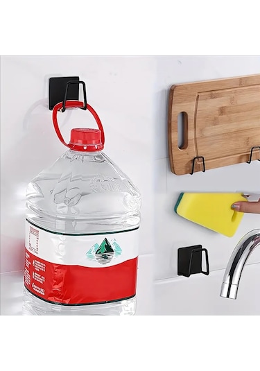 Yapışkanlı Metal Banyo Mutfak Eşya Askılığı Al4467 1 Adet Siyah