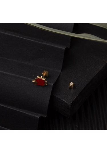 Bilezikci  14 Ayar Altın Kırmızı Tragus Küpe Kphsy14k22489 Sarı