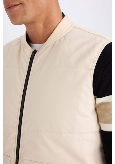 DeFacto Regular Fit Kolej Yaka Fermuarlı Çift Cepli Mevsimlik Hafif İnce Bomber Şişme Yelek D6287AX25SPER83