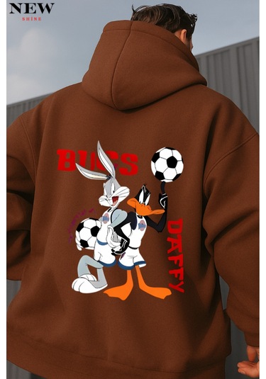 Bugs Daffy Baskılı Sweatshirt Kahverengi