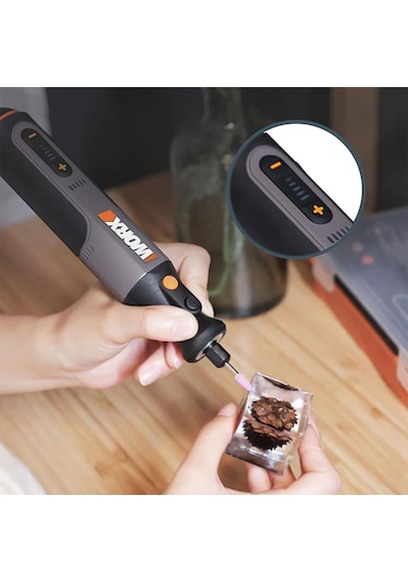 Worx WX106 8 V Kalem Tipi Devir Ayarlı Gravür Makinesi + 21 Parça Aksesuar