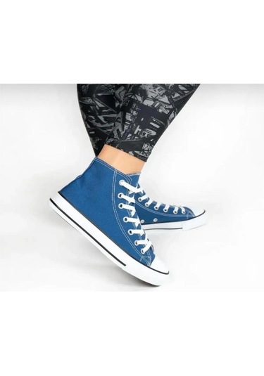 Bağcıklı Unisex Uzun Keten Ayakkabı-mavi-116 Mavi