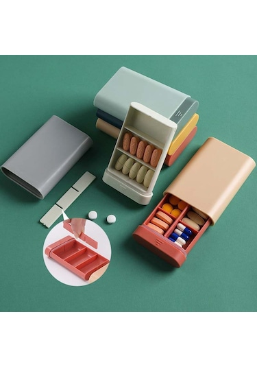 Sones 3 Adet Taşınabilir Mühürlü Hap Saklama Kutusu Bölmelere Ayrılmış Taşınabilir Mini Hap Kutusu Yeşil