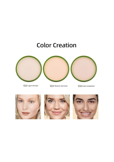 Nemlendirici Yüz Pudrası Pürüzsüz Fondöten Preslenmiş Pudra Makyaj Kapatıcı Gözenek Kapağı Beyazlatma Aydınlatmak Kozmetik 01