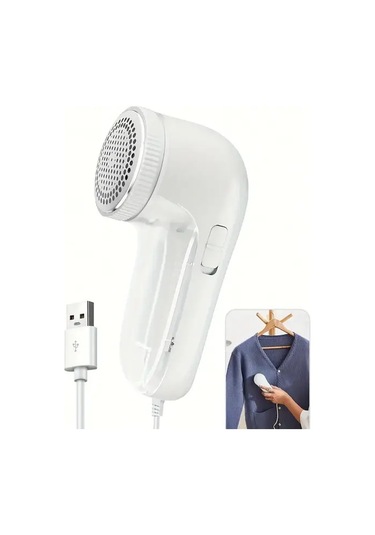 Chuangyinshop Beyaz 1 Adet Usb Şarjlı Kumaş Tıraş Makinesi - 12000 Rpm Hızlı Pelüş Temizleyici Yünlü Kıyafetler Battaniyeler İçin Beyaz
