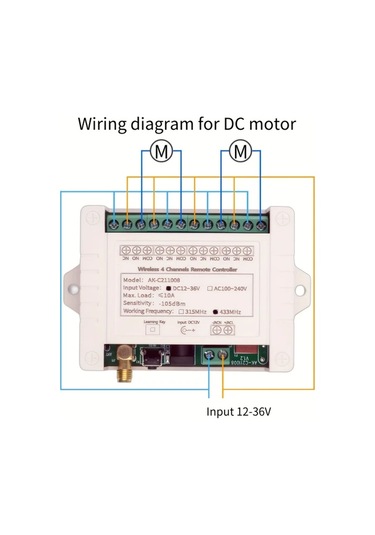 Honeybeeshop Mavi C211008 F22b 12v 36v 4 Kanal 433mhz Uzaktan Kablosuz Kontrol Anahtarı Garaj Kapısı Motor Işık Anahtarı