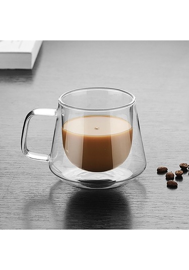 Sones Çift Duvarlı Kupa Ofis Kupaları Isı Yalıtımı Çift Kahve Kupası Kahve Cam Bardak, Stil:etiket Yok