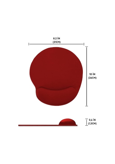 Kırmızı Bilek Destekli Ergonomik Jel Kaymaz Taban Mouse Pad