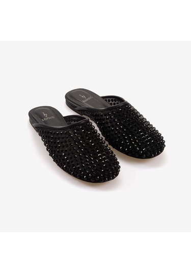 Kemal Tanca Taşlı Kadın Terlik T5 Siyah-siyah Siyah