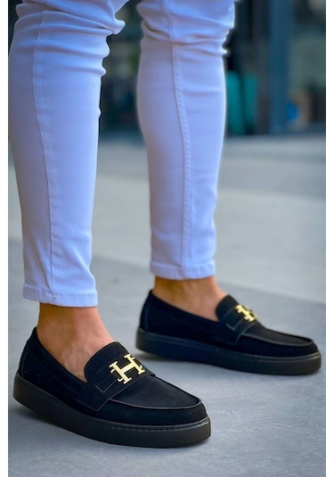 Bağcıksız Kömür Süet H Günlük Erkek Ayakkabısı Siyah7 Siyah