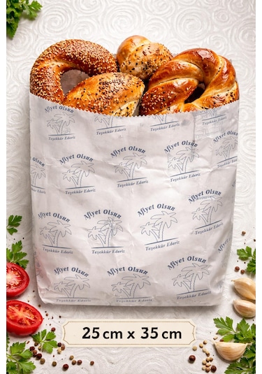 Poğaça Simit Gevrek Kese Kâğıdı Büyük Boy 16 X 35 Cm 50 Adet