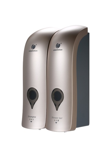 Kangvka Duvarlı 2 Lü 300ml 2 El Çevirme Sabun Spreyi - Şampuan & Duş Jeli Ayırt Edici Basınçlı Dispenser Delme Yok - Şampanya Altın Şampanya Altın