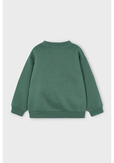 Erkek Çocuk Araç Baskılı Cepli Sweatshirt - Yeşil Mavi