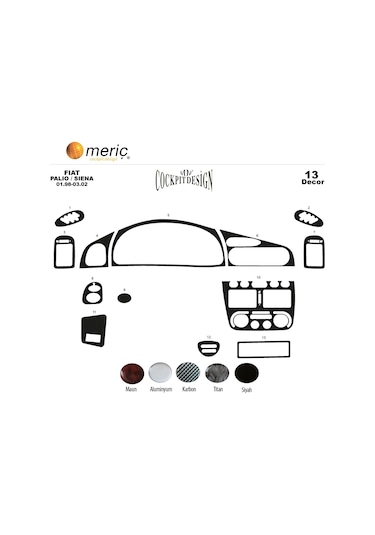 Meriç® Fiat Palio/Siena Ön Torpido Kaplama 13 Parça 1998-2002 (530156256)