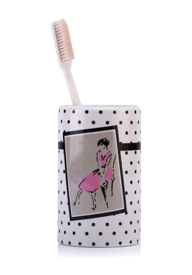 SERAMİK DİŞ FIRÇALIK PEMBE ELBİSELİ KADIN MODEL 7X7X11CM Diğer