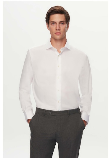Ds Damat Slim Fit Beyaz Armürlü Gömlek 3hf02ıg141851 Beyaz