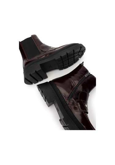 Tamer Tanca Kadın Hakiki Deri Bordo Rugan Casual Bot 1054 8000 Bn Bot Sk24-25 Bordo Rgn Bordo