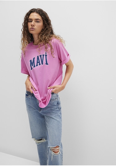 Mavi - Mavi Logo Baskılı Pembe Tişört 1600843-71033 Pembe