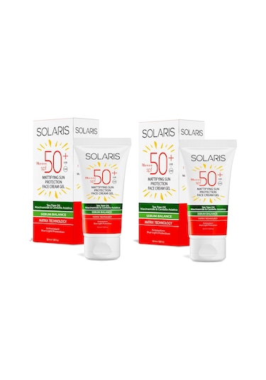Solaris Yağlı Ciltler İçin Koruyucu ve Maylaştırıcı Jel Yüz Kremi SPF50+ 2 x 50 ML