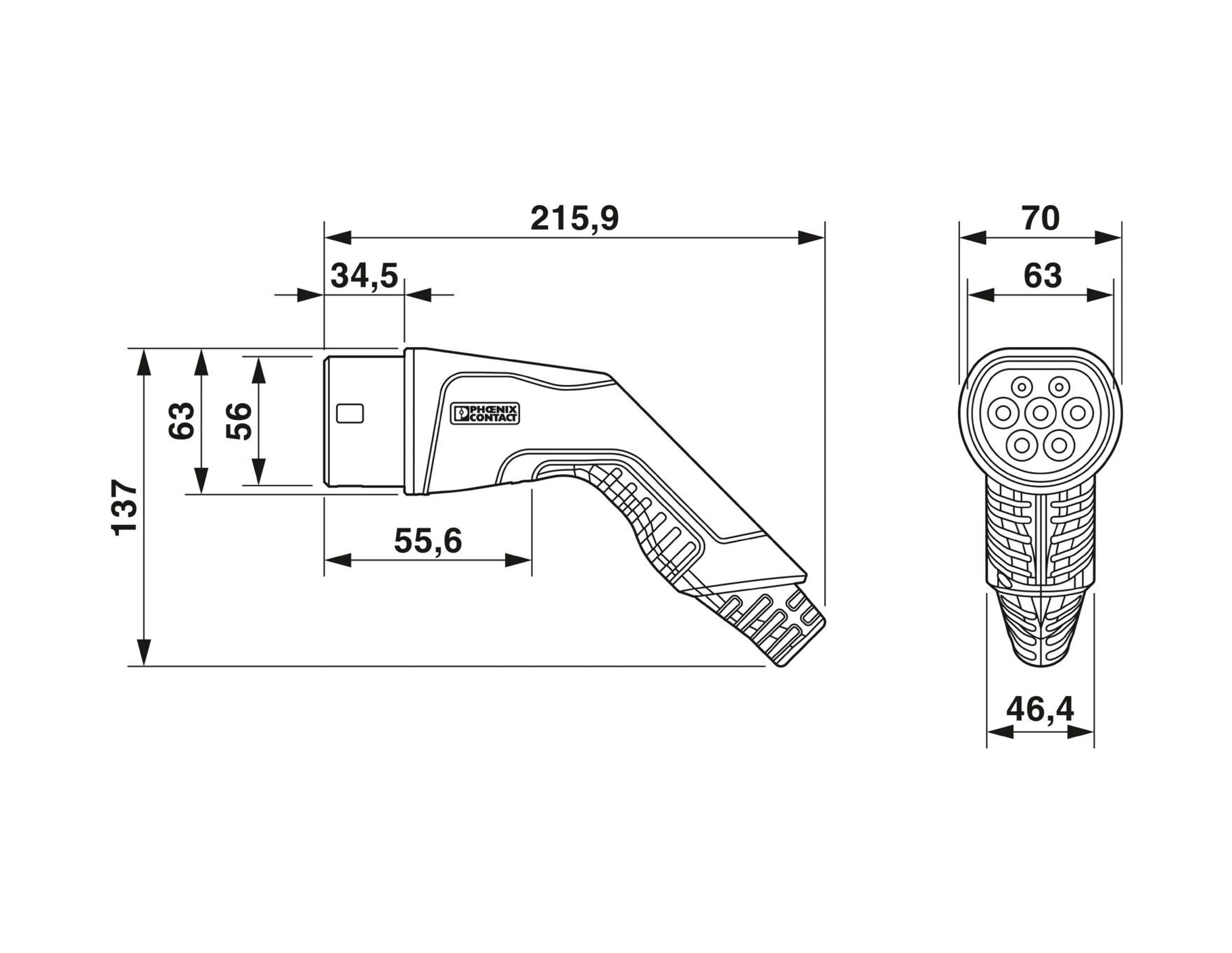 Phoenix Contact Ev-t2g3pc-3ac32a 1628011 Ac Şarj Kablosu 7,5m 7 KW