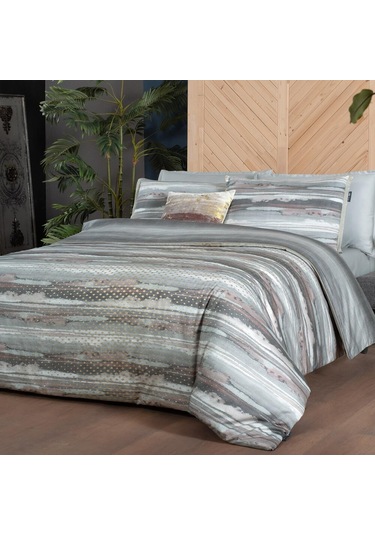 Sarev Juno Gri King Size %100 Pamuk Nevresim Takımı Gri