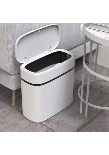 Novahub 12l Çöp Tenekesi Ev Banyo Mutfak Çöp Kutuları Basın Tipi Çöp Torbası Tutucu Çöp Kutusu Tuvalet İçin Su Geçirmez Dar Dikiş Beyaz