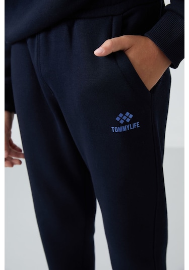 Tommy Life Soft Vişne-lacivert Pamuklu Kalın İçi Tüylü Yumuşak Dokulu Standart Fit Nakışlı Erkek Çocuk Eşofman Kırmızı - Lacivert