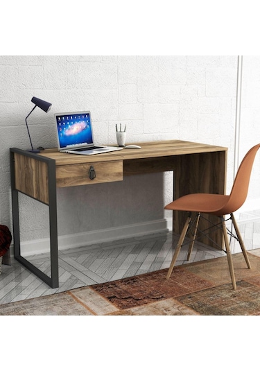 Dekorister Exclusive Lost Metal Çalışma Masası Ceviz