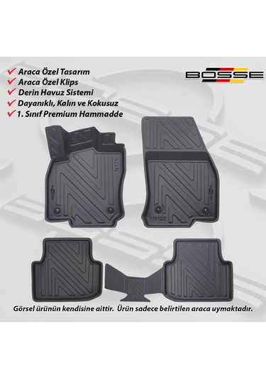 VW Tiguan Paspas Araca Özel 2016 - 2023 BOSSE 3D Havuzlu Oto Paspas