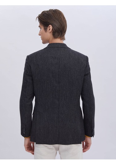 Kip Antrasit Desenli Modern Fit Yün Karışımlı Ceket Çok Renkli