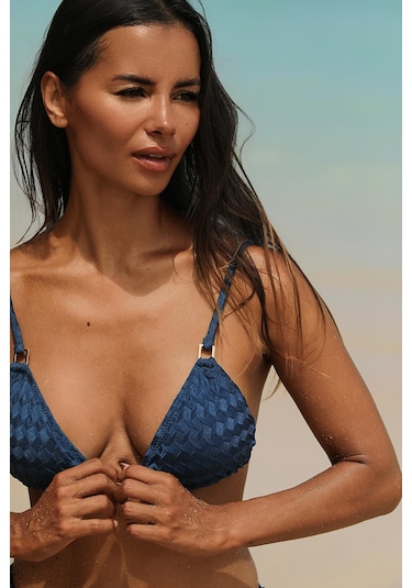 Olympos Petrol Mavisi Dolgusuz Üçgen Bikini Takım Petrol Mavisi