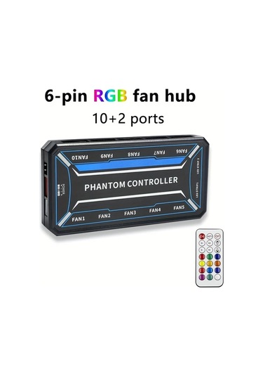 Boatshop1 Uzaktan Kumandalı 6 Pinli Rgb Fan Merkezi Siyah 10 2 Portlu Sata Güç Kaynağı Işık Senkronizasyonu